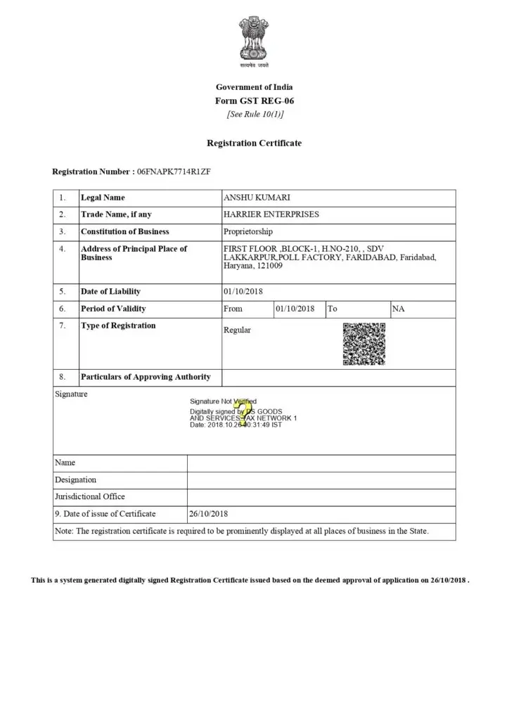 GST Certificate